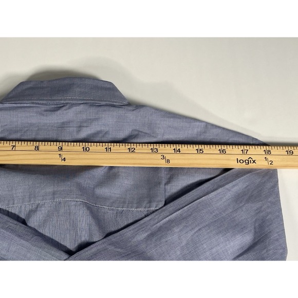 Burberry Blue Button Down Shirt with Check Accents - Picture 12 of 13